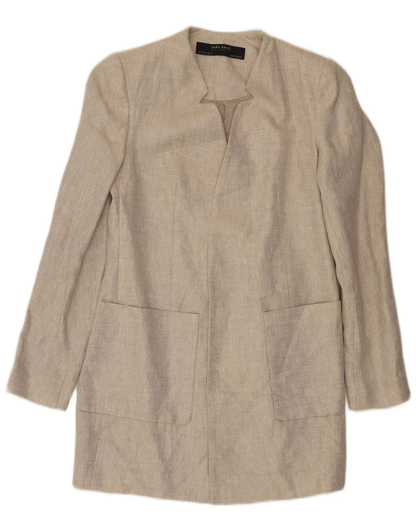 Γυναικείο ανοιχτό πανωφόρι Zara UK 12 Medium Beige Λινό