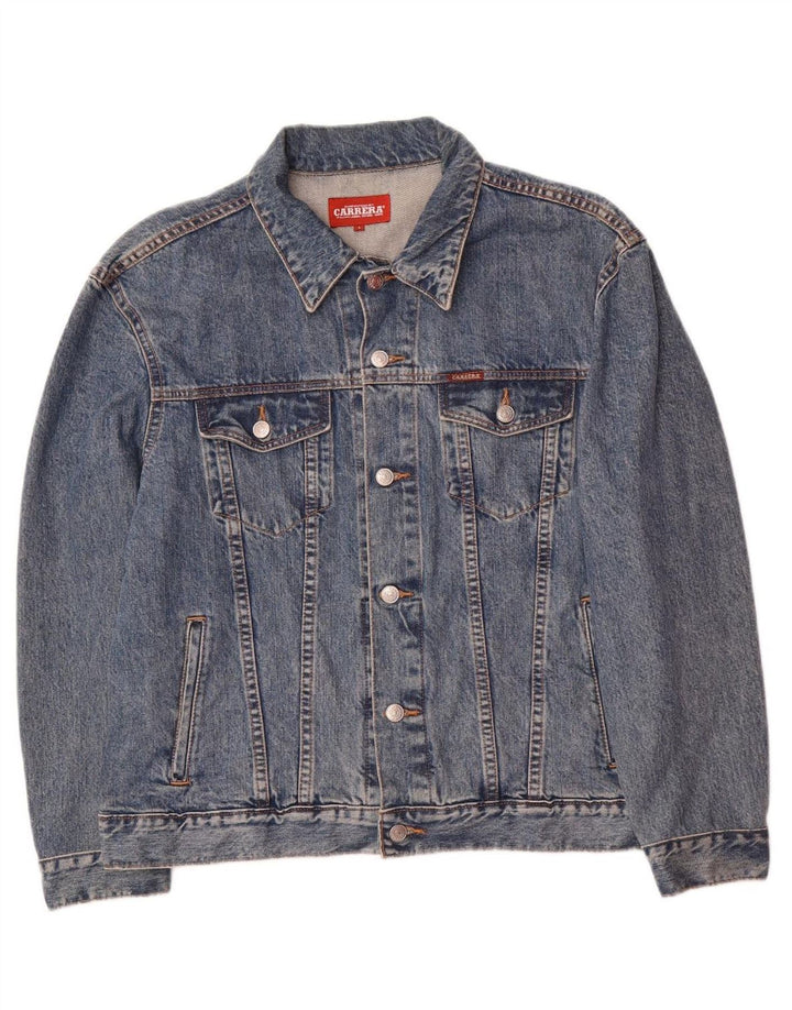 CARRERA Mens Denim Jacket UK 40 Large Blue Cotton