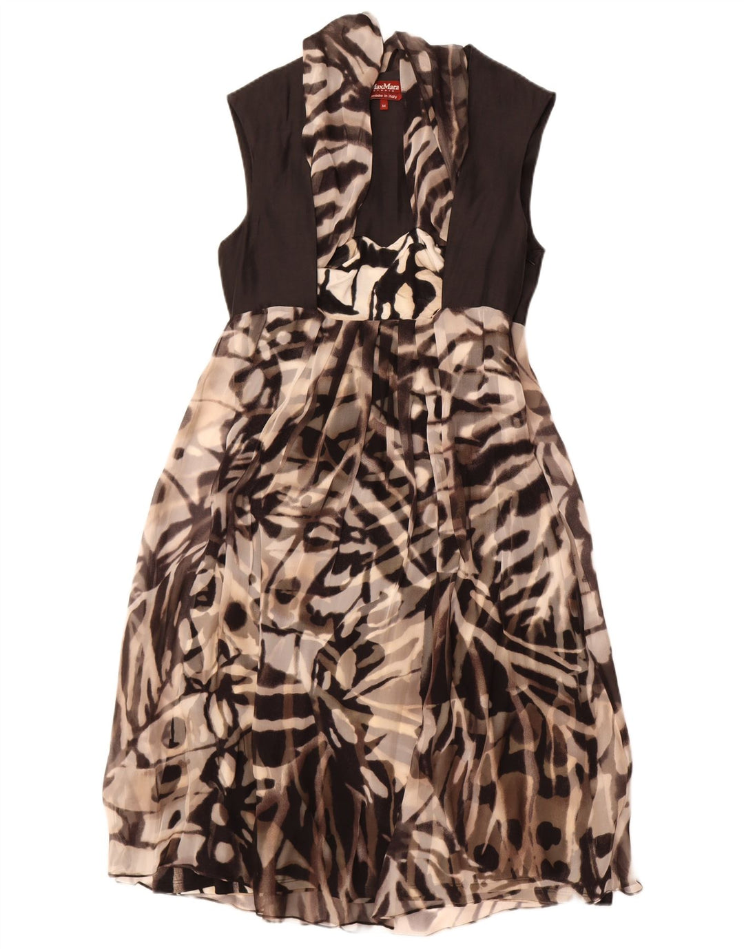 Max Mara Γυναικείο Αμάνικο Φόρεμα UK 12 Medium Black Animal Print