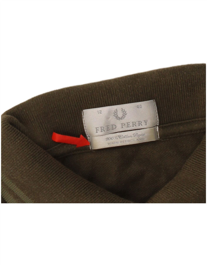 Fred Perry γυναικείο μπλουζάκι πόλο UK 12 μεσαίο χακί βαμβακερό