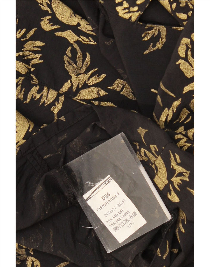 VINTAGE Γυναικείο Μπλέιζερ Διπλό Μπουφάν EU 36 Small Black Floral