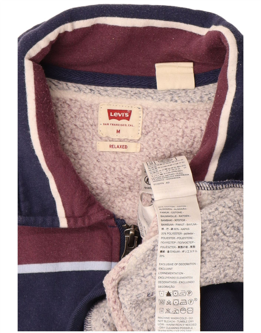 Ανδρικό φούτερ LEVI'S Relaxed Zip Lack Jumper Medium Navy Blue ριγέ