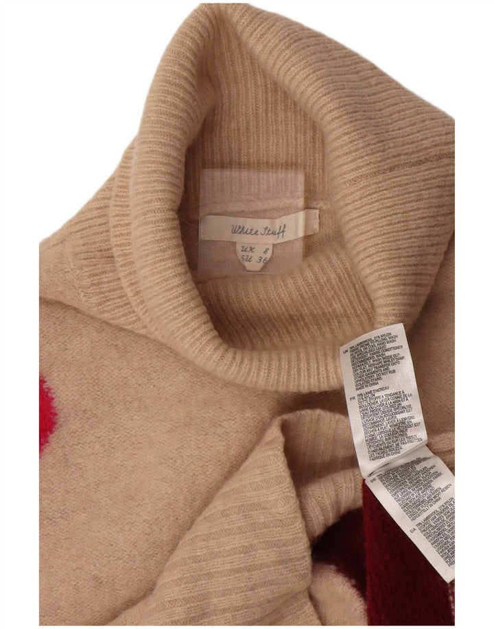 White Stuff Γυναικείο πουλόβερ με ρολό λαιμόκοψη UK 8 Small Beige Colourblock