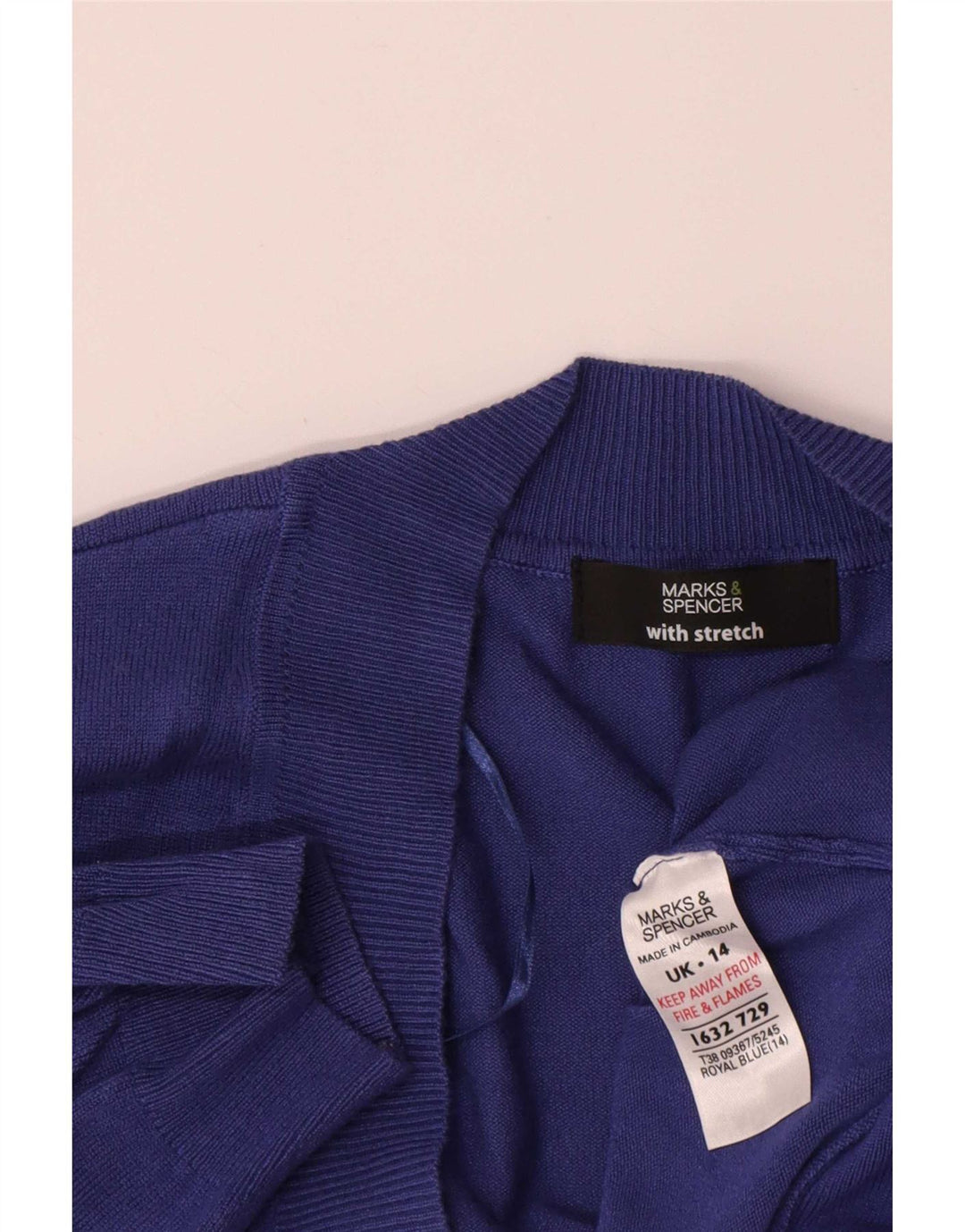 Marks & Spencer Γυναικείο κοντομάνικο πουλόβερ ζακέτα UK 14 Medium Navy Blue