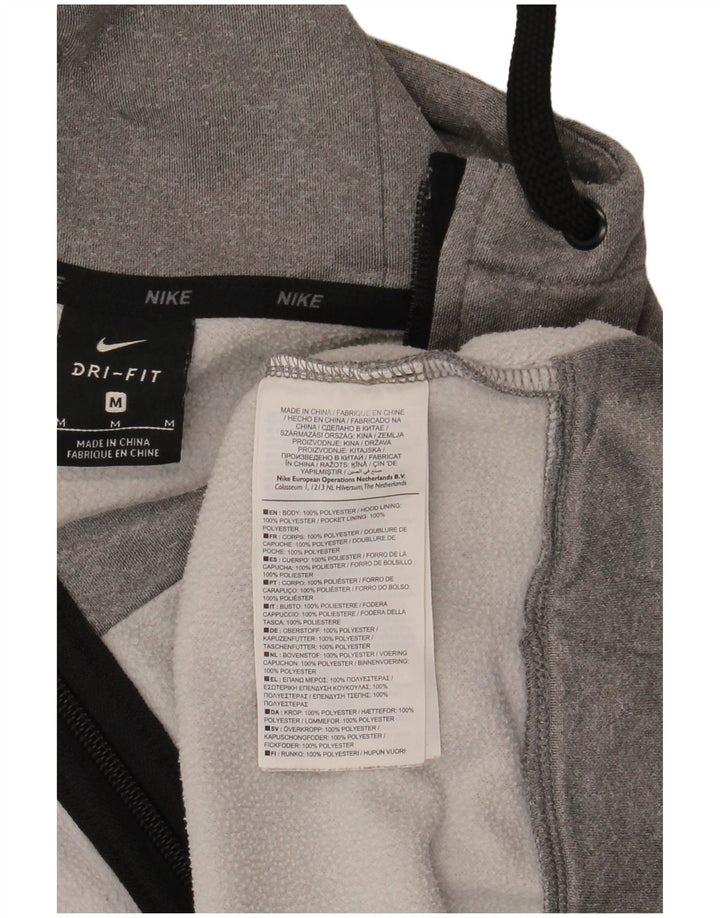 Ανδρικό πουλόβερ Nike με φερμουάρ Dri Fit με κουκούλα μεσαίου γκρι πολυεστέρα