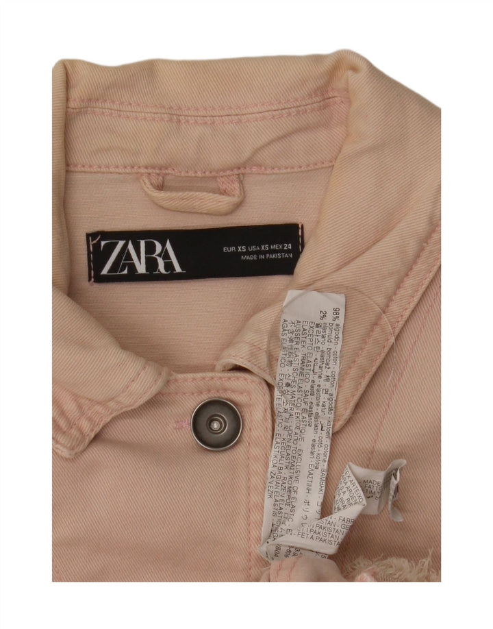 Zara Γυναικείο Τζιν Μπουφάν UK 6 XS Ροζ Βαμβακερό