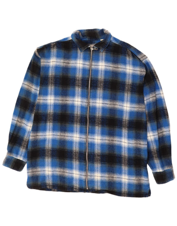 Ανδρικό φανελένιο πουκάμισο John Baner Μέγεθος 15 1/2 Medium Blue Check Cotton