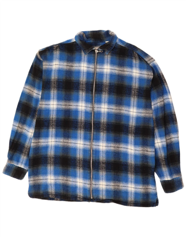 Ανδρικό φανελένιο πουκάμισο John Baner Μέγεθος 15 1/2 Medium Blue Check Cotton