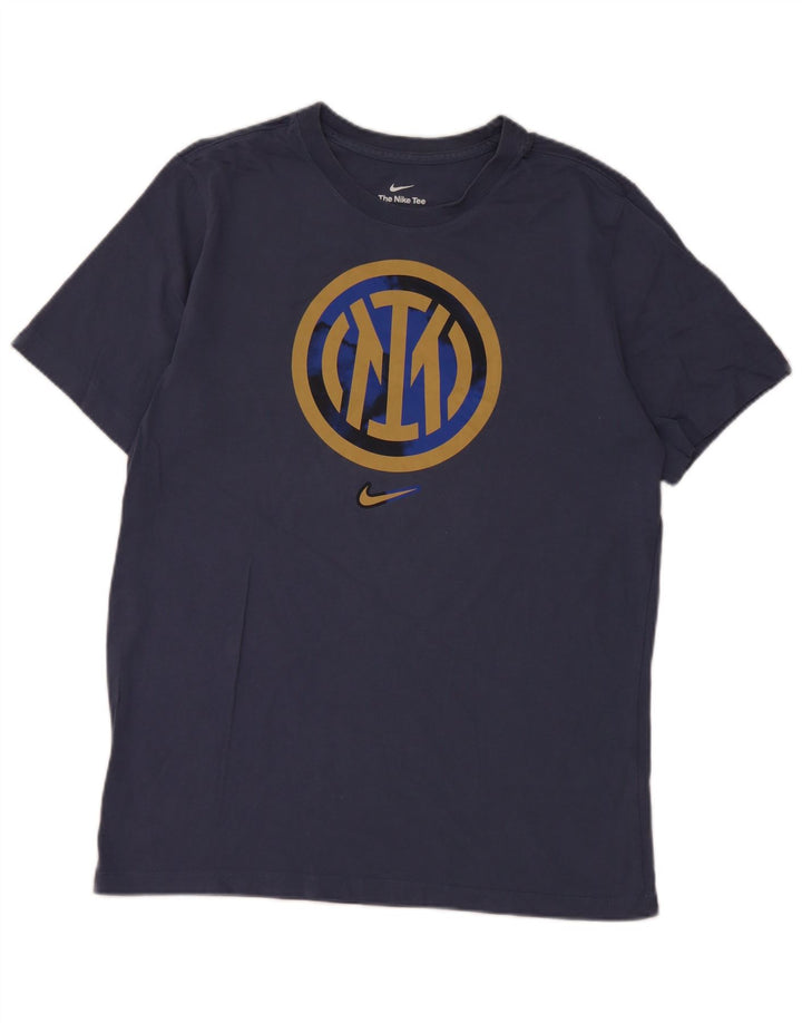Ανδρικό γραφικό μπλουζάκι Nike Inter Milan, μεσαίο βαμβακερό μπλε ναυτικό