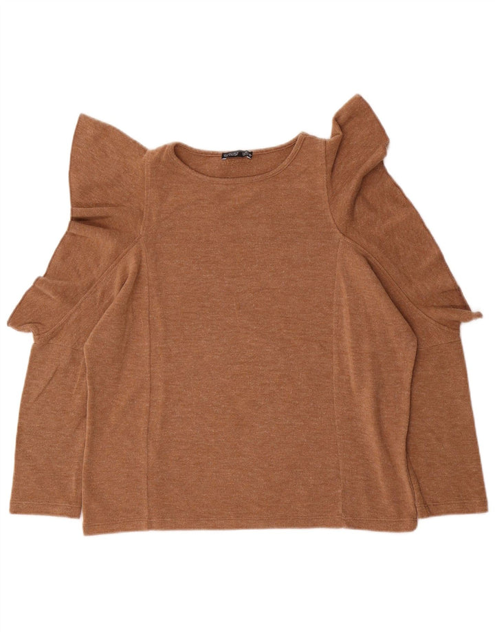 Zara Γυναικείο Oversized Top 3/4 μανίκι UK 10 Small Beige