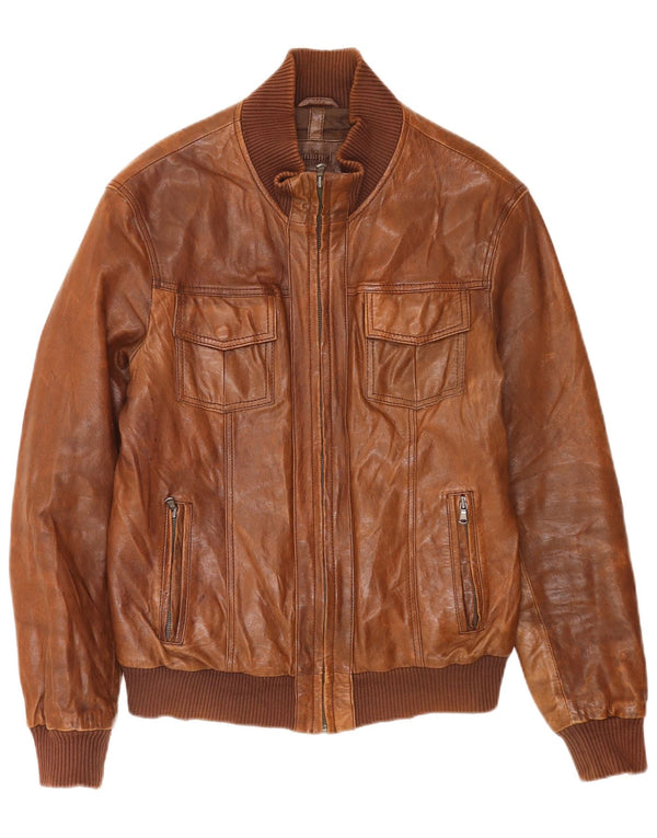 Conbipel Ανδρικό Δερμάτινο Μπουφάν Bomber IT 46 Small Brown