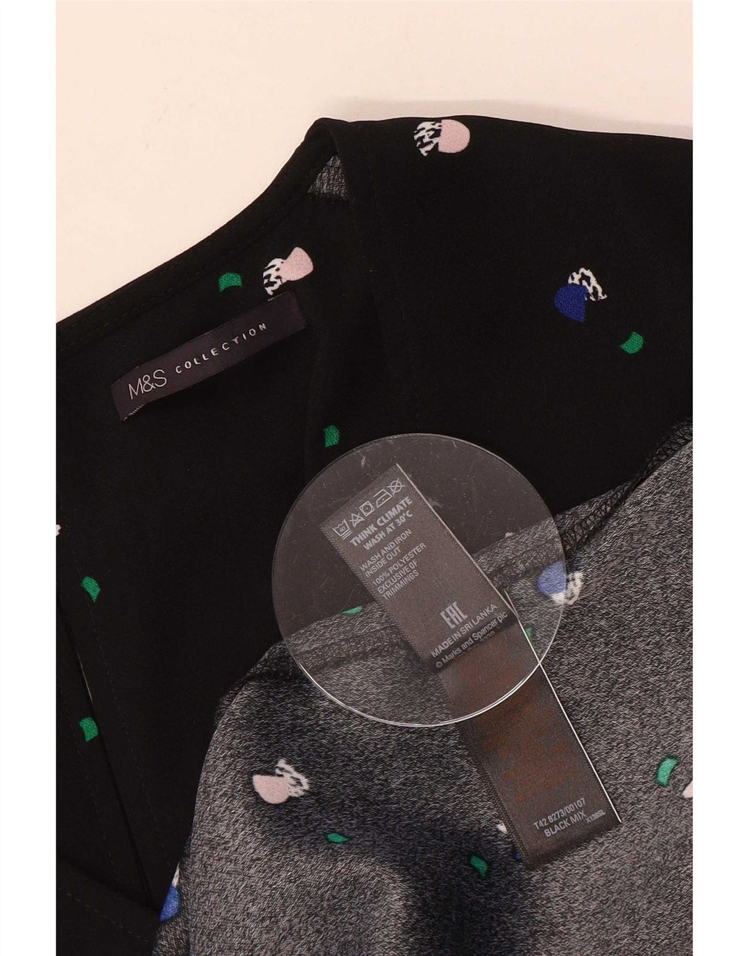 Marks & Spencer Γυναικείο Abstract Pattern Φόρεμα A-Line UK 12 Medium Black