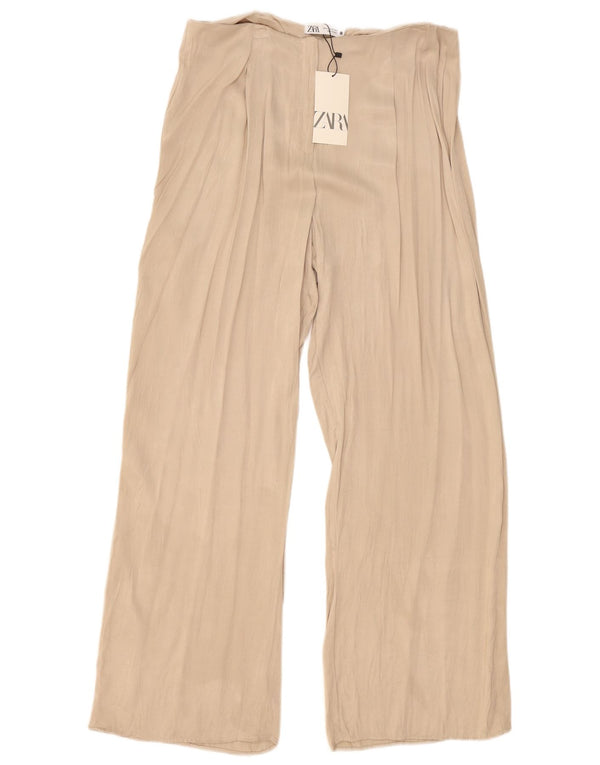 Zara γυναικείο φαρδύ παντελόνι casual XL W36 L32 μπεζ βισκόζη