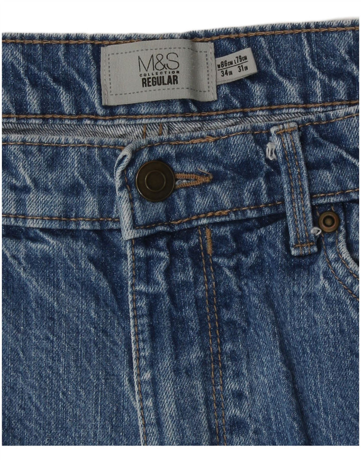 Ανδρικό τζιν κανονικό ίσιο Marks & Spencer W34 L31 Μπλε βαμβακερό