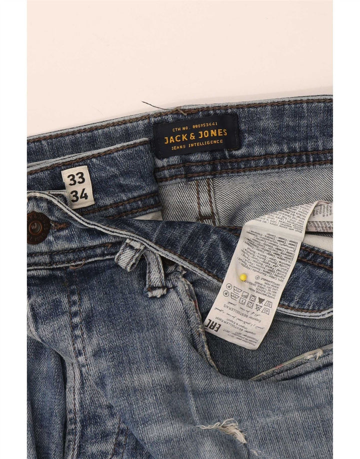 Jack & Jones Ανδρικό GLENN Distressed Slim Jeans W33 L34 Blue Cotton
