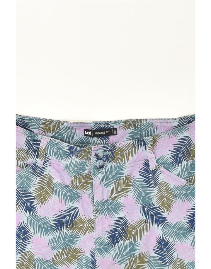LEE Womens Mid Rise Casual Shorts US 10 Large W34  Blue Floral Cotton | Vintage Lee | Thrift | Second-Hand Lee | Used Clothing | Messina Hembry 