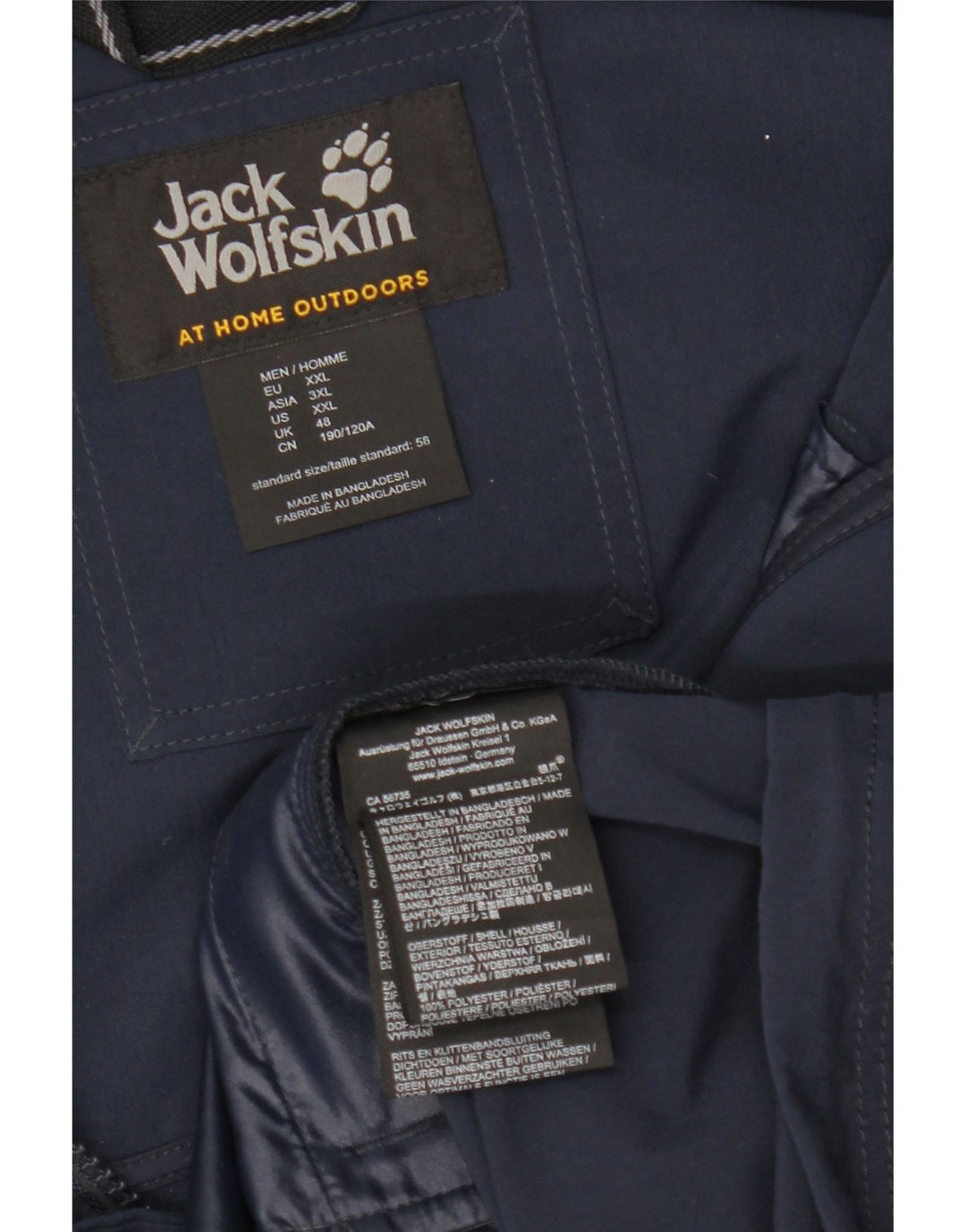 Jack Wolfskin Ανδρικό μπουφάν με κουκούλα αντιανεμικό UK 48 2XL Navy Blue Polyester