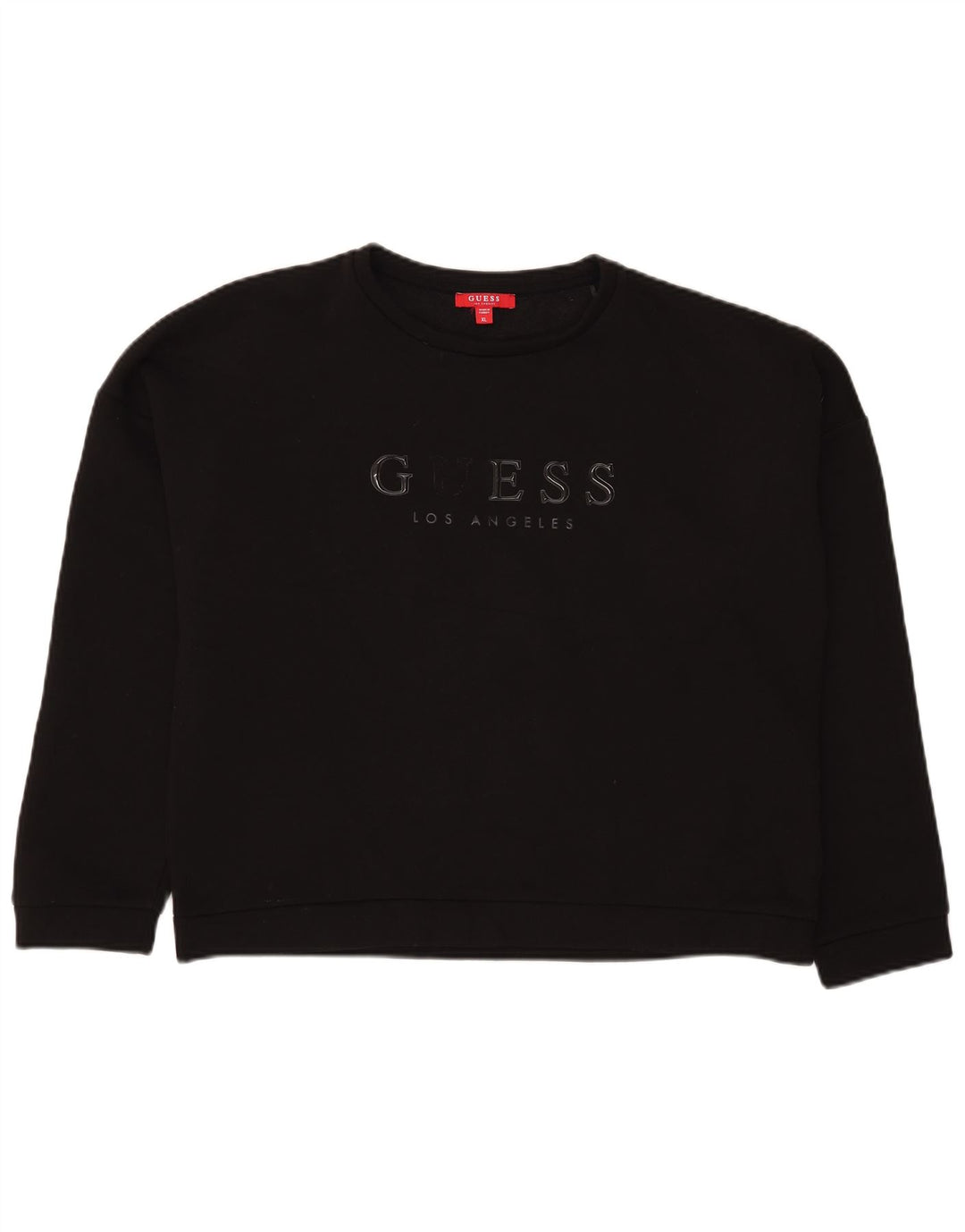 Guess Γυναικεία υπερμεγέθη Crop γραφική φούτερ Jumper UK 14 Large Black