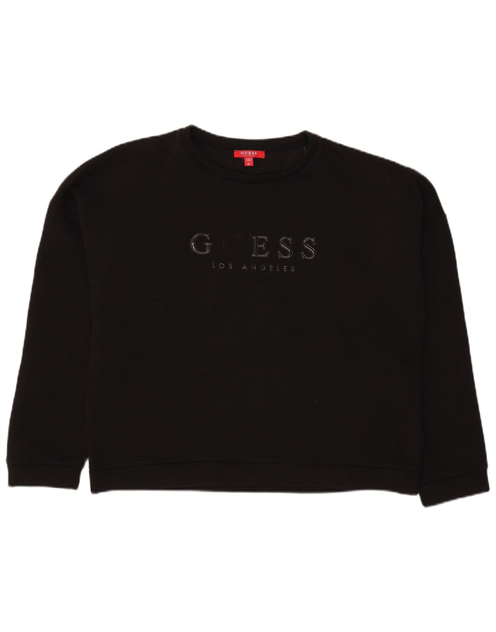 Guess Γυναικεία υπερμεγέθη Crop γραφική φούτερ Jumper UK 14 Large Black
