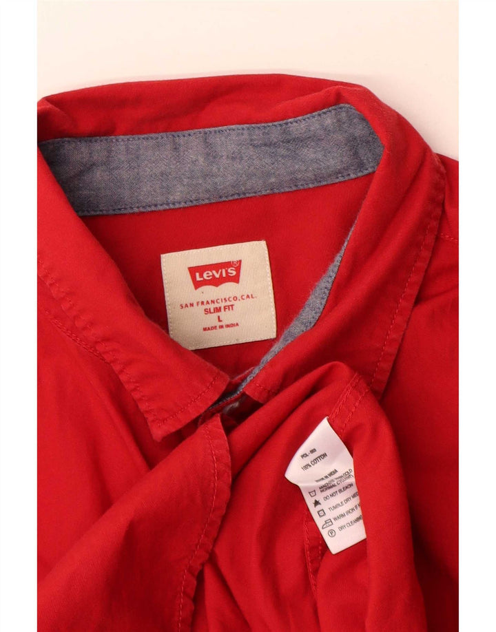 Ανδρικό πουκάμισο Levi's Slim Fit μεγάλο κόκκινο βαμβακερό