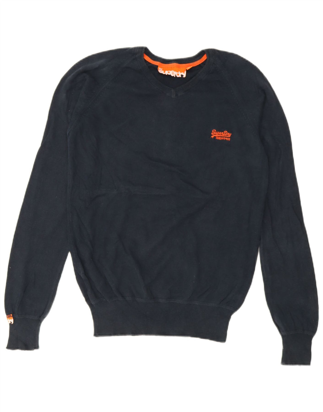 Superdry Ανδρικό πουλόβερ με λαιμόκοψη V-λαιμόκοψη Μικρό μπλε ναυτικό βαμβακερό