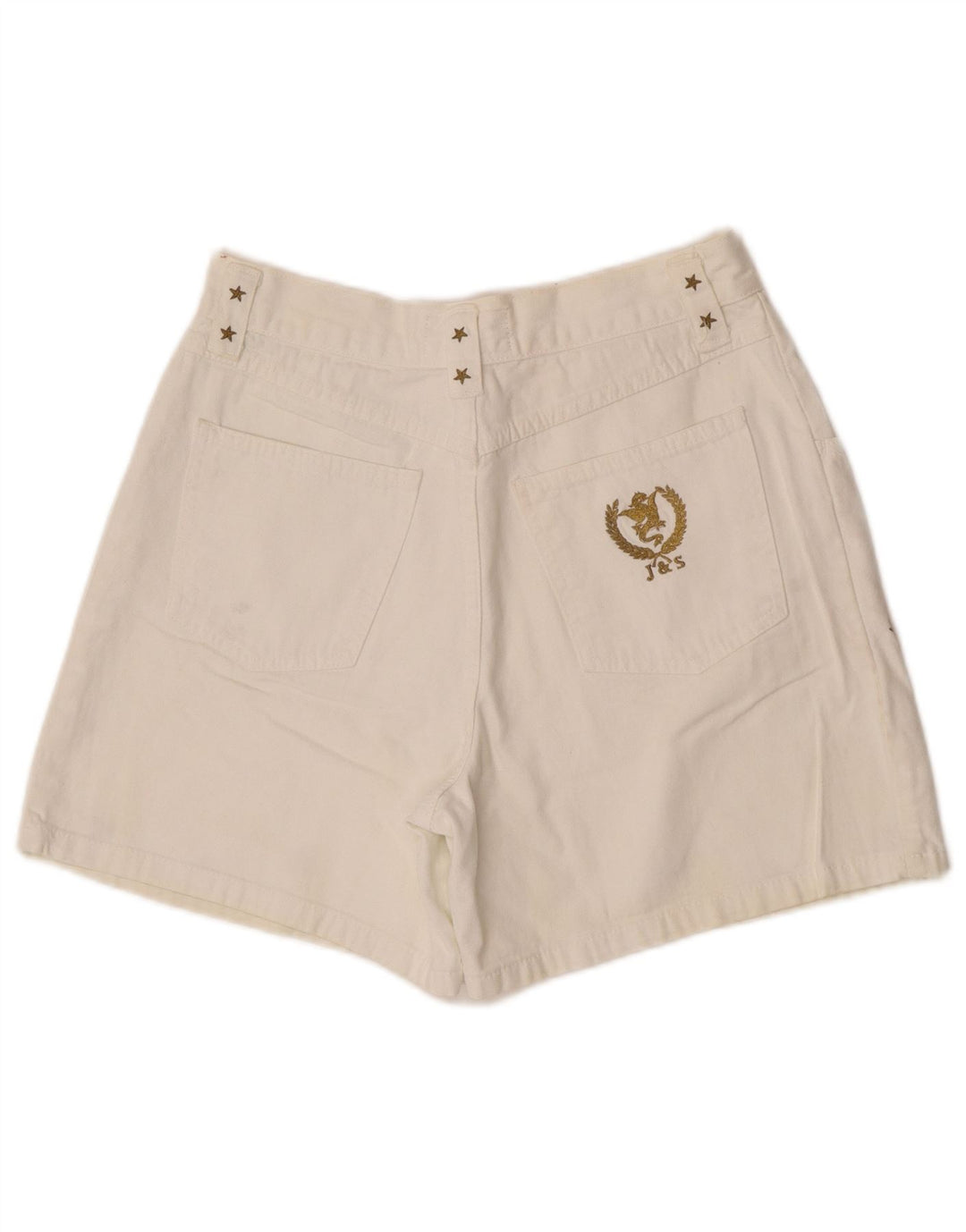 Vintage γυναικείο τζιν σορτς IT 42 Medium W30 Λευκό γεωμετρικό βαμβακερό