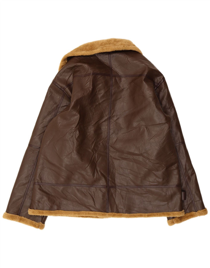 Vintage Ανδρικό Sherpa Δερμάτινο Μπουφάν UK 42 XL Καφέ