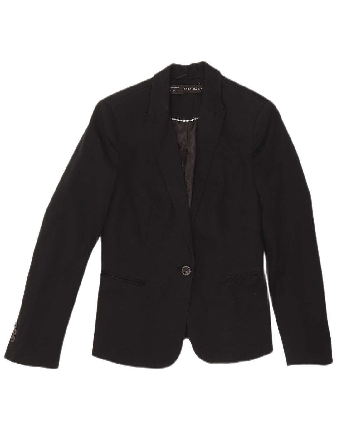 Zara Γυναικείο σακάκι 1 κουμπιού blazer UK 12 μεσαίο μαύρο βαμβακερό