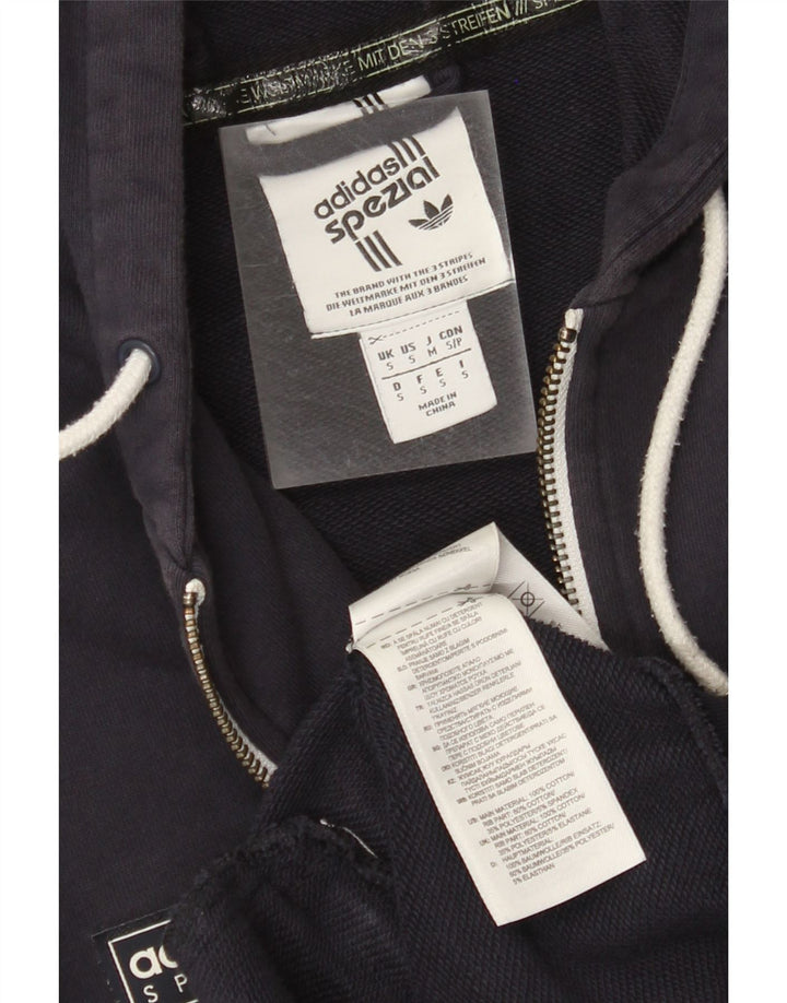 Ανδρικό πουλόβερ με κουκούλα με φερμουάρ ADIDAS Μικρό μπλε ναυτικό βαμβακερό