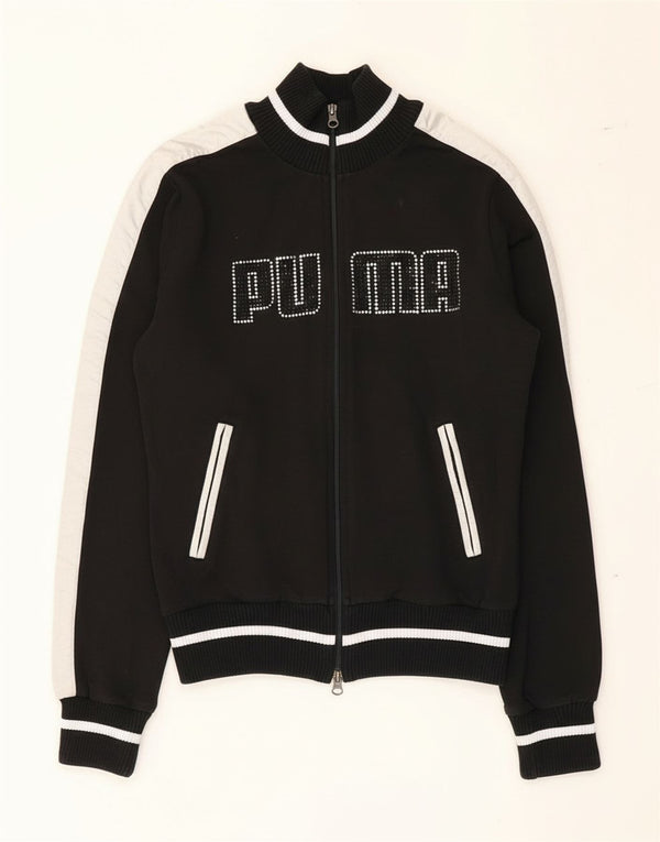 Γυναικεία φόρμα γραφικών Puma Top Jacket UK 12 Medium Black Colourblock