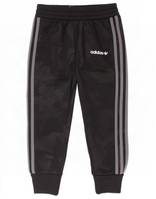 Adidas Boys Tracksuit Trousers Joggers 2-3 Years Black Camouflage Polyester