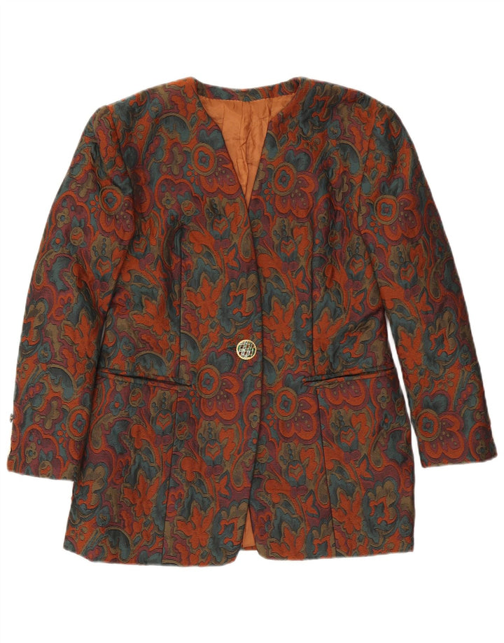 Vintage γυναικείο σακάκι 1 κουμπιού Blazer UK 10 Small πολύχρωμο Floral