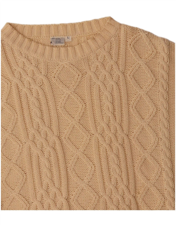Ανδρικό πουλόβερ Vintage Boat Neck Jumper Μεγάλο Μπεζ Βαμβακερό