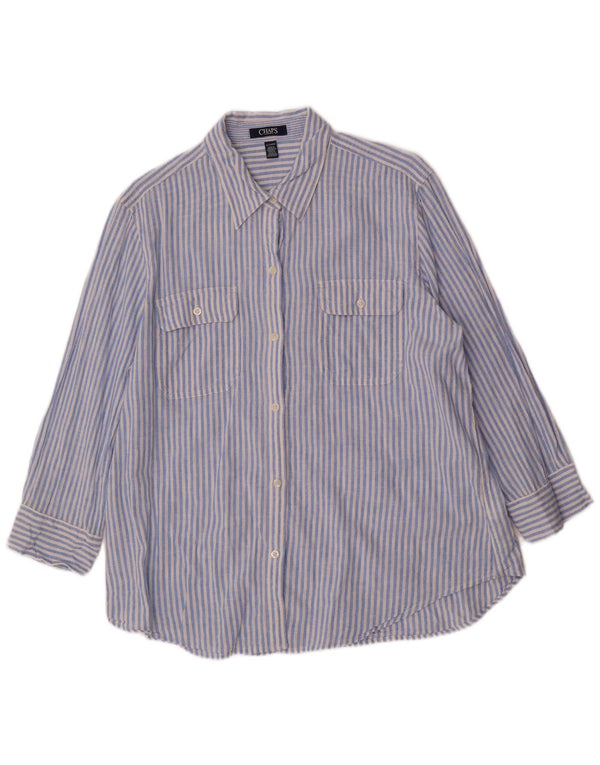 Chaps Γυναικείο πουκάμισο 3/4 μανίκι UK 18 XL Μπλε ρίγες λινό