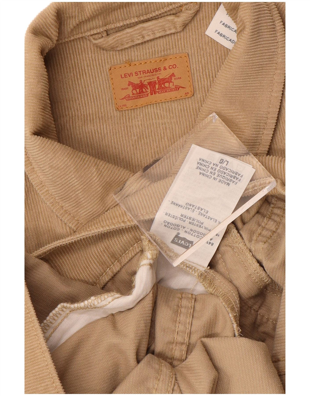LEVI'S Γυναικείο Κοτλέ Μπουφάν UK 16 Μεγάλο Μπεζ Βαμβακερό