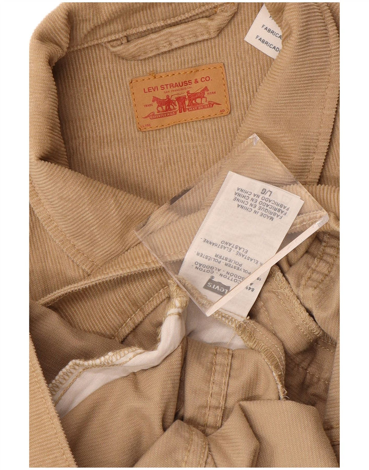 LEVI'S Γυναικείο Κοτλέ Μπουφάν UK 16 Μεγάλο Μπεζ Βαμβακερό
