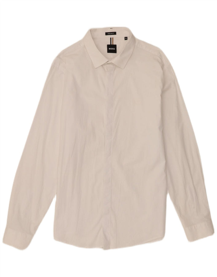 Ανδρικό πουκάμισο Hugo Boss Regular Fit 3XL Λευκό βαμβακερό