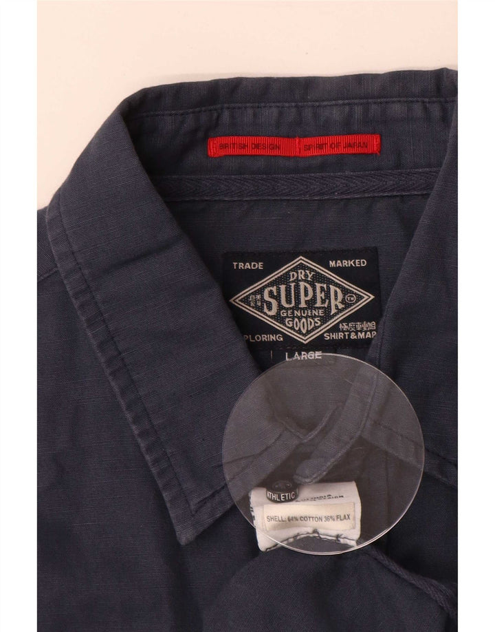Ανδρικό πουκάμισο Superdry Μεγάλο Βαμβακερό Navy Blue