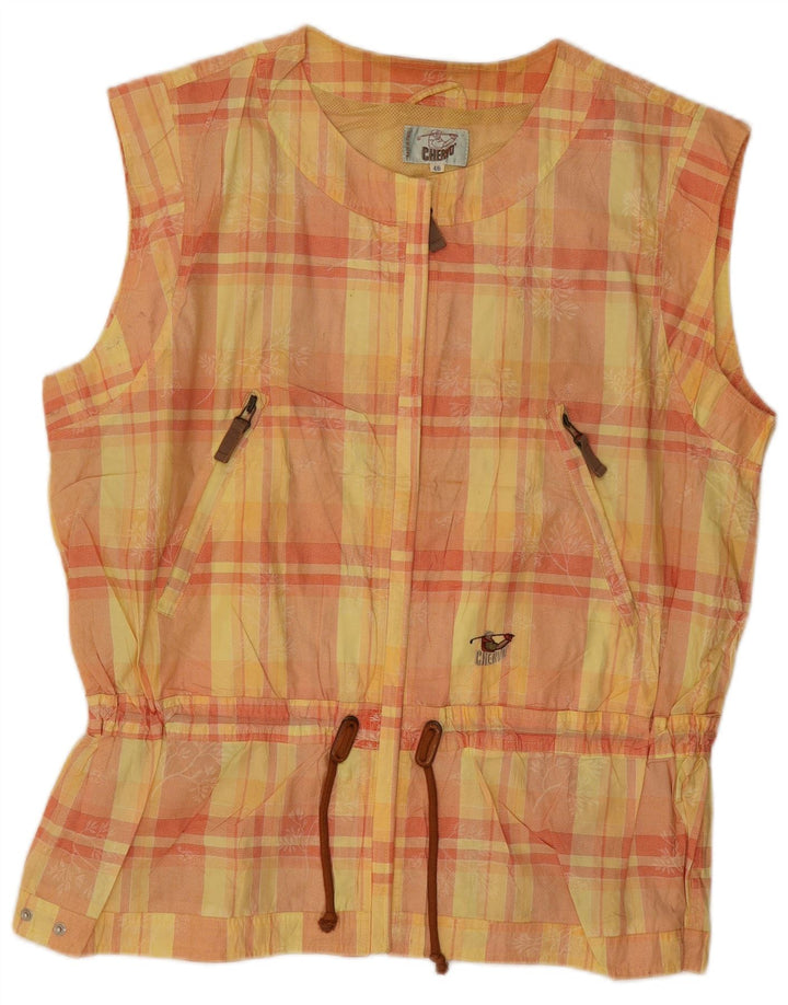 Vintage Γυναικείο Oversized Gilet IT 46 Large Yellow Check Cotton