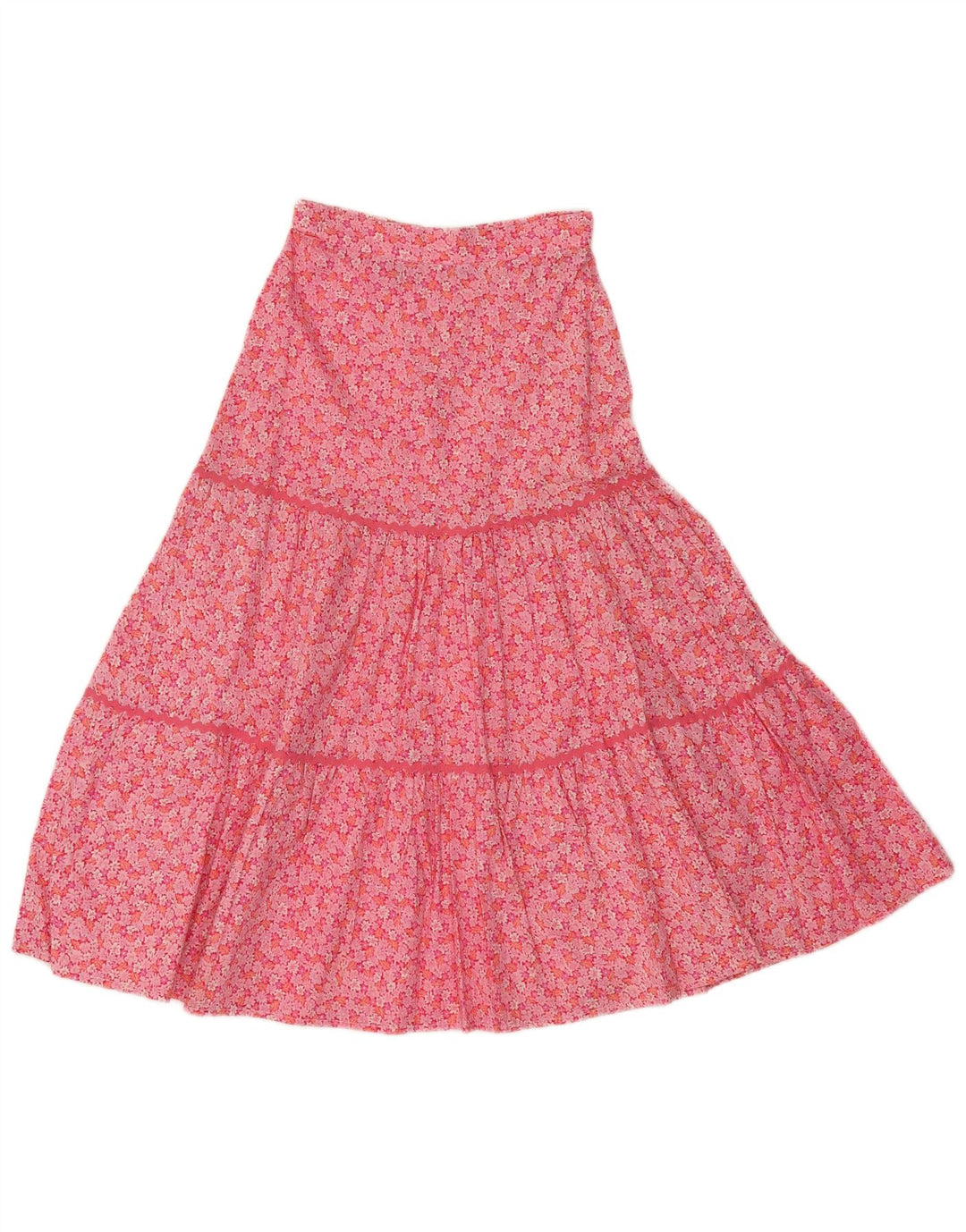 VINTAGE Γυναικεία Flared Φούστα EU 36 Small W30 Pink Floral Βαμβακερή