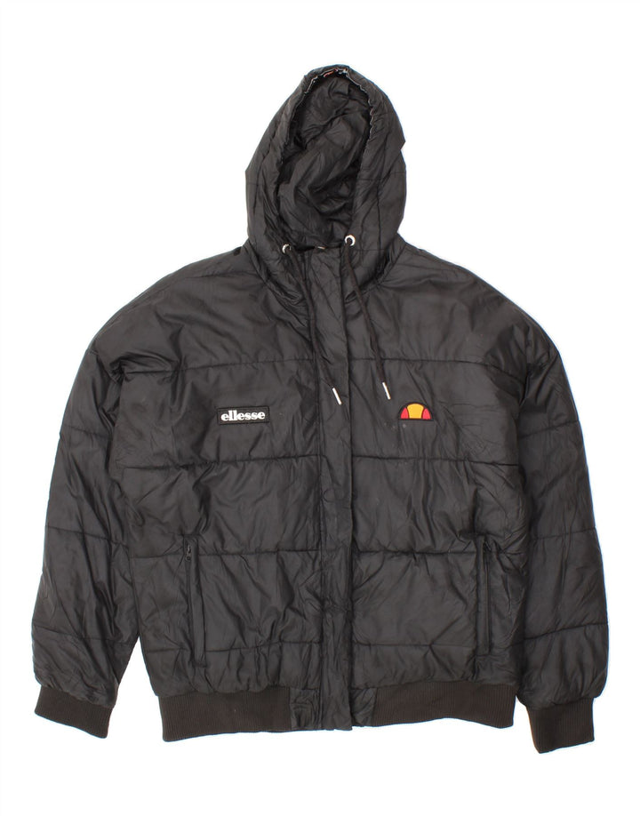 ELLESSE Womens Hooded Padded Jacket UK 10 Small Black Polyester Vintage Ellesse and Second-Hand Ellesse from Messina Hembry 