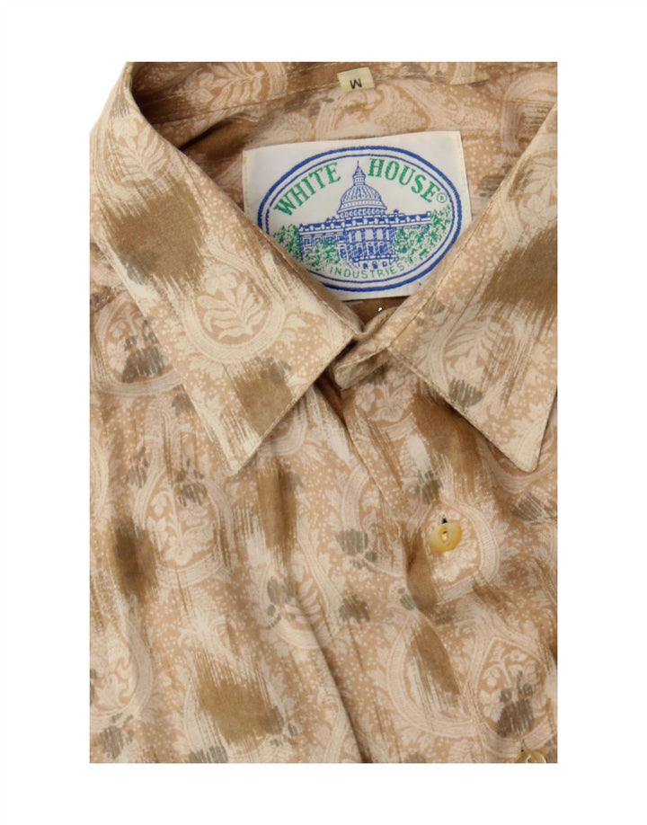 VINTAGE Mens Shirt Medium Brown Floral Viscose Vintage Vintage and Second-Hand Vintage from Messina Hembry 