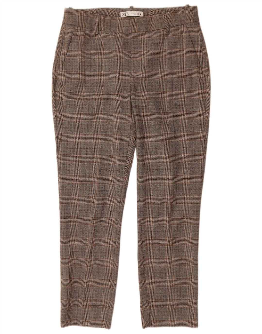 Zara Γυναικείο Slim παντελόνι Chino EU 38 Small W28 L27 Grey Check Polyester