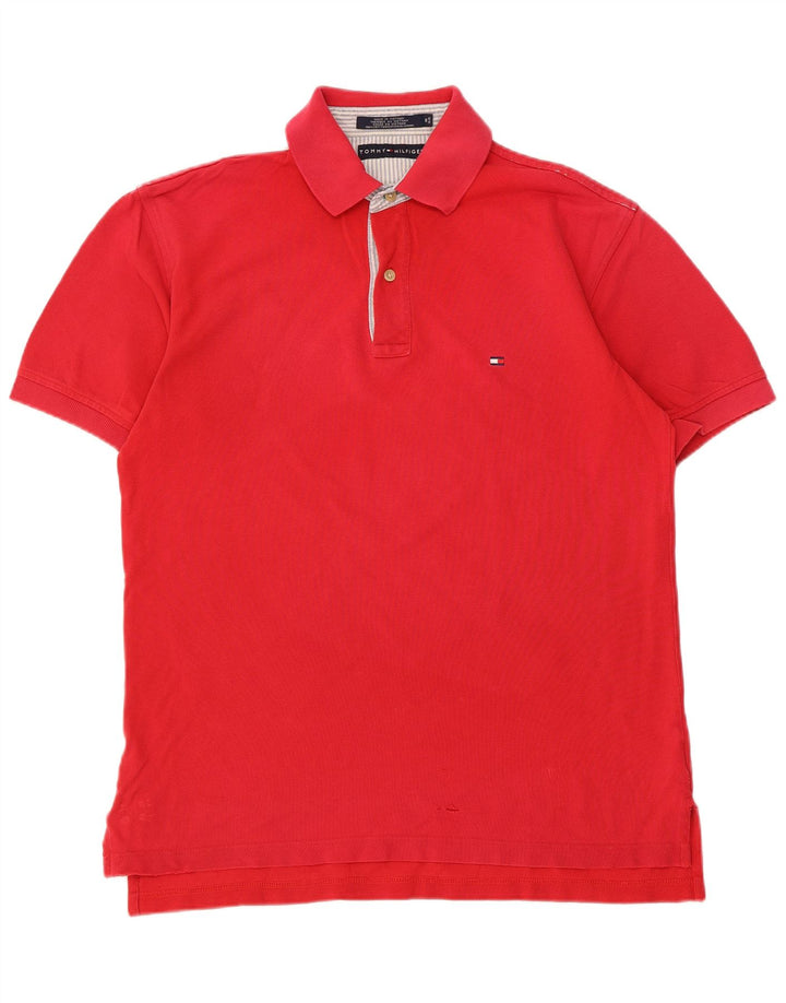 Ανδρικό μπλουζάκι πόλο Tommy Hilfiger, μεσαίο κόκκινο βαμβακερό