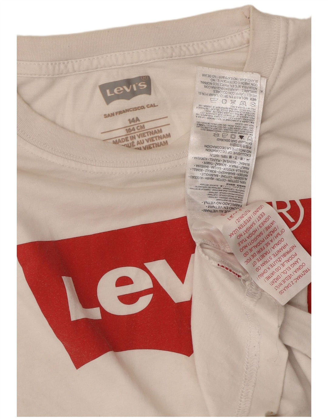 Γραφικό μπλουζάκι LEVI'S για κορίτσια 13-14 ετών λευκό βαμβακερό
