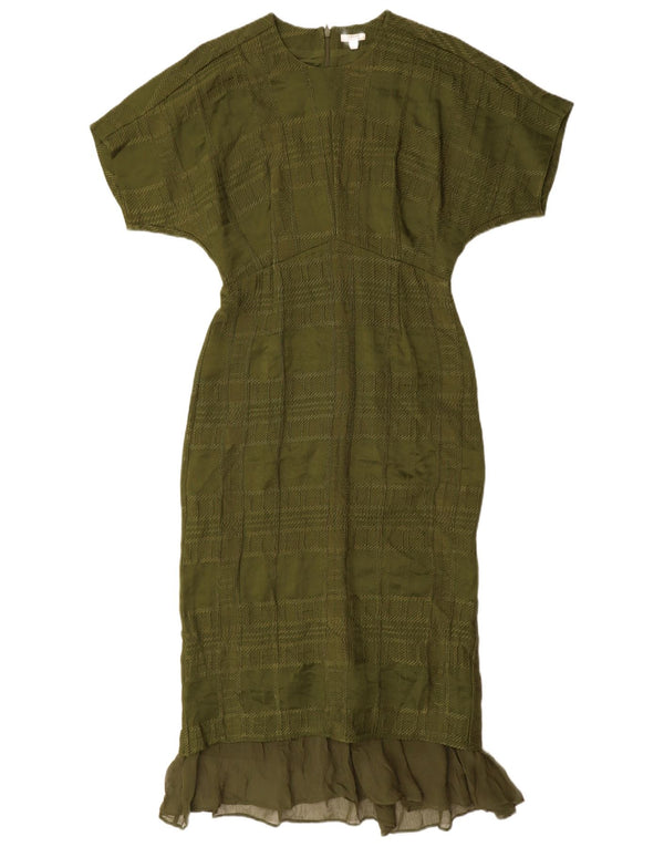 Γυναικείο φόρεμα γοργόνας παζλ UK 8 Small Green Check Viscose
