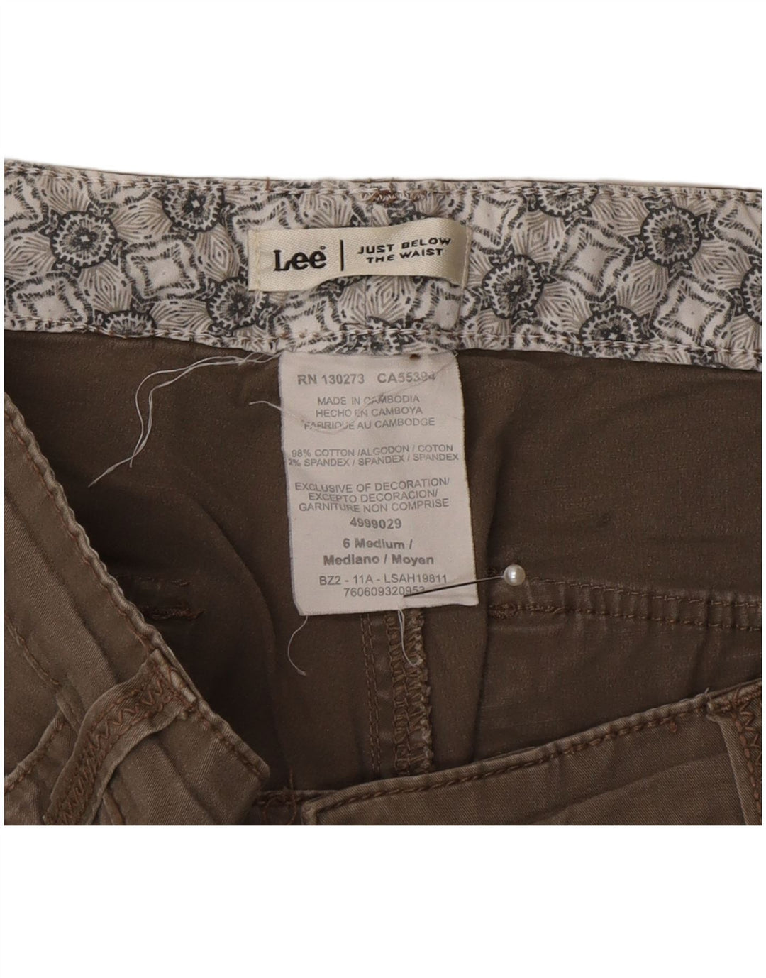 Lee Womens Cargo Παντελόνι Capri US 6 Medium W30 L20 Χακί βαμβακερό
