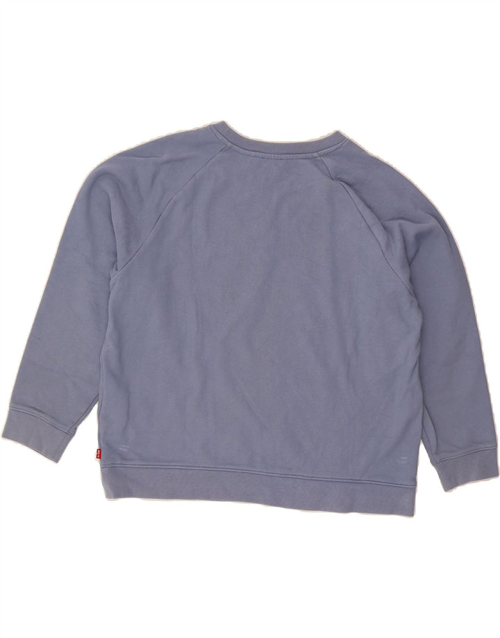 LEVI'S Womens Graphic Sweatshirt Jumper UK 16 Large Blue Cotton Vintage Levi's and Second-Hand Levi's from Messina Hembry 