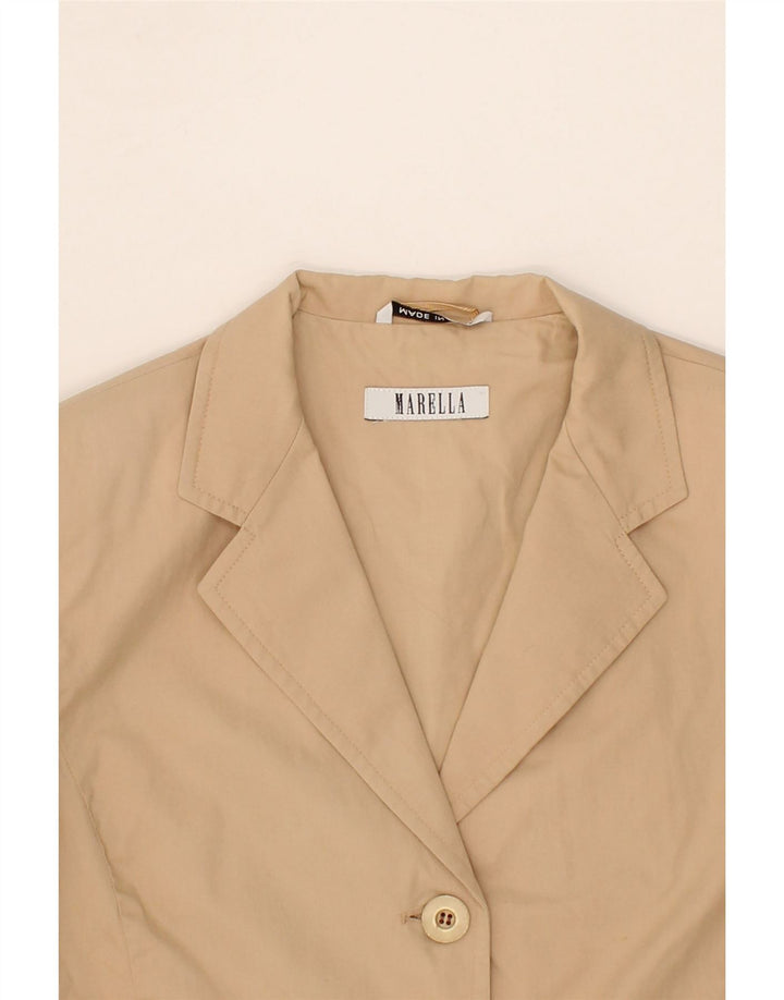 MARELLA Womens Short Sleeve Blazer Jacket UK 14 Medium Beige Vintage Marella and Second-Hand Marella from Messina Hembry 
