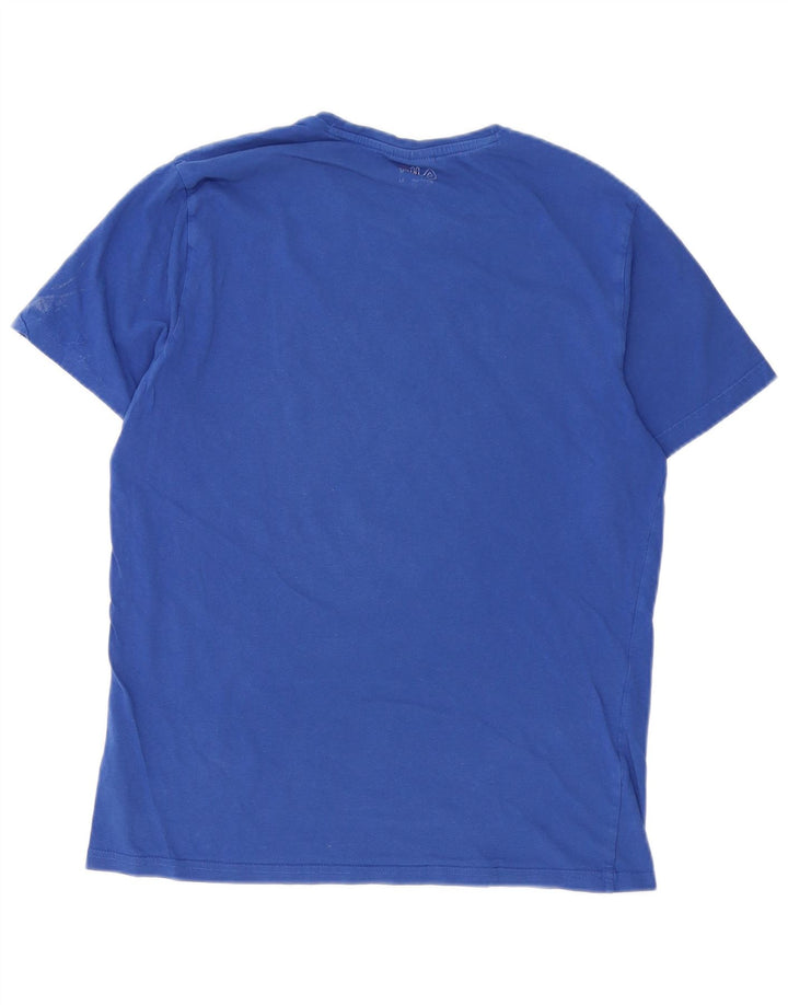 Ανδρικό γραφικό T-Shirt Fila Top από μεσαίο μπλε βαμβακερό